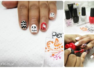 Manicure de fantasma y calaveras para Halloween manicure-fantasma-calavera
