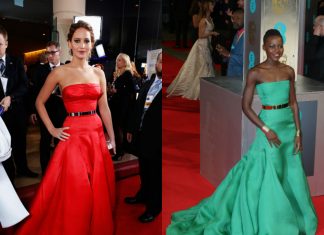 ¿Quién lo lleva mejor? famosas con el mismo vestido (III) Un vestido y dos famosas: Jennifer Lawrence vs. Lupita Nyong'o