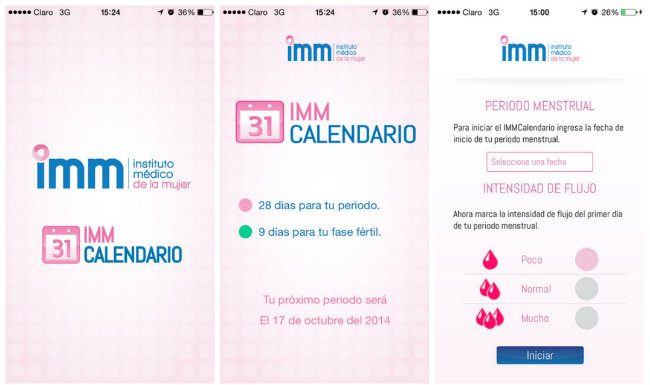 IMM Calendario: App para el control del ciclo menstrual y periodos fértiles